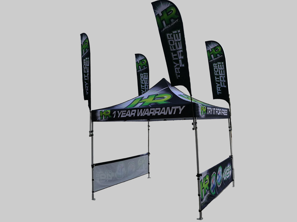 HR Headlight Restoration 10x10 Branded Tent With Flags & Side Walls